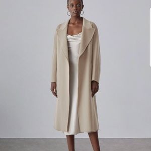 Emery Tailored Draped Wool Coat (Beige) - Silk Maison